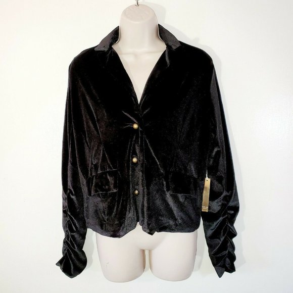 style me Jackets & Blazers - Style Me Womans Medium Black Velour Jacket Nwt